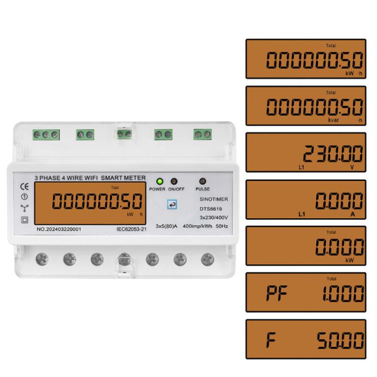 Contatore di energia WiFi Tuya trifase AC 380V, SINOTIMER DTS6619-050 80A With Switch, SINOTIMER DTS6619-049 100A Without Switch Contatore di energia WiFi Tuya trifase AC 380V, SINOTIMER DTS6619-050 80A With Switch, SINOTIMER DTS6619-049 100A Without Switch